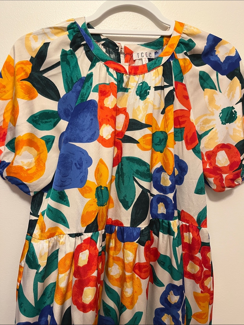 TCEC Maxi Dress with Red, Blue, Yellow & Green Floral Print - Picture 5 of 5